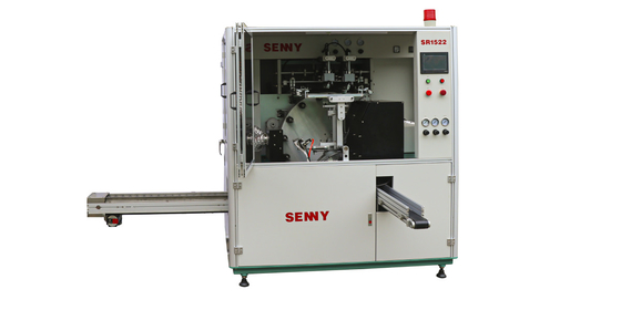 Mascara-flessen-schermprinter zonder mechanisch of optisch register