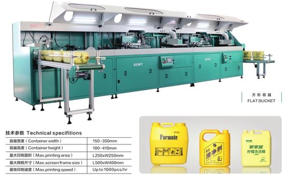 12 Machine van de het Schermdruk van de kleuren1000pcs/hr Emmer 250x250mm
