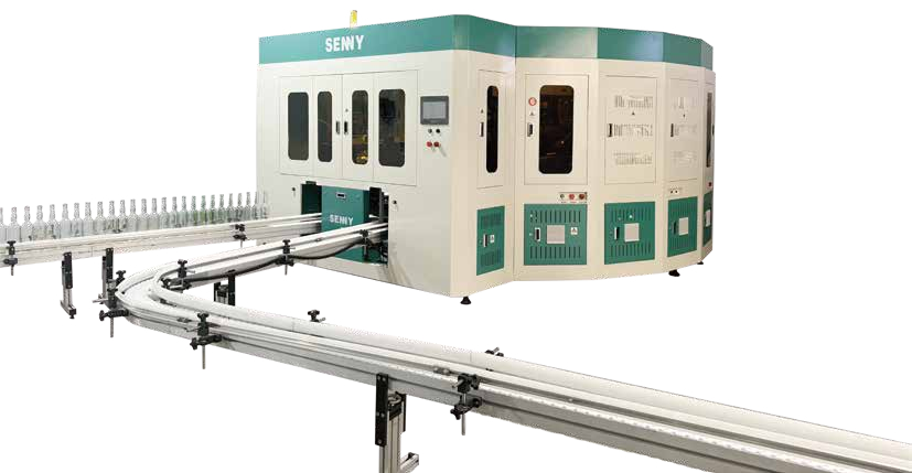 Volledige cirkelprintsysteem op 6-kleurige glazen flessen Warm stempen machine voor continue patroon presentatie