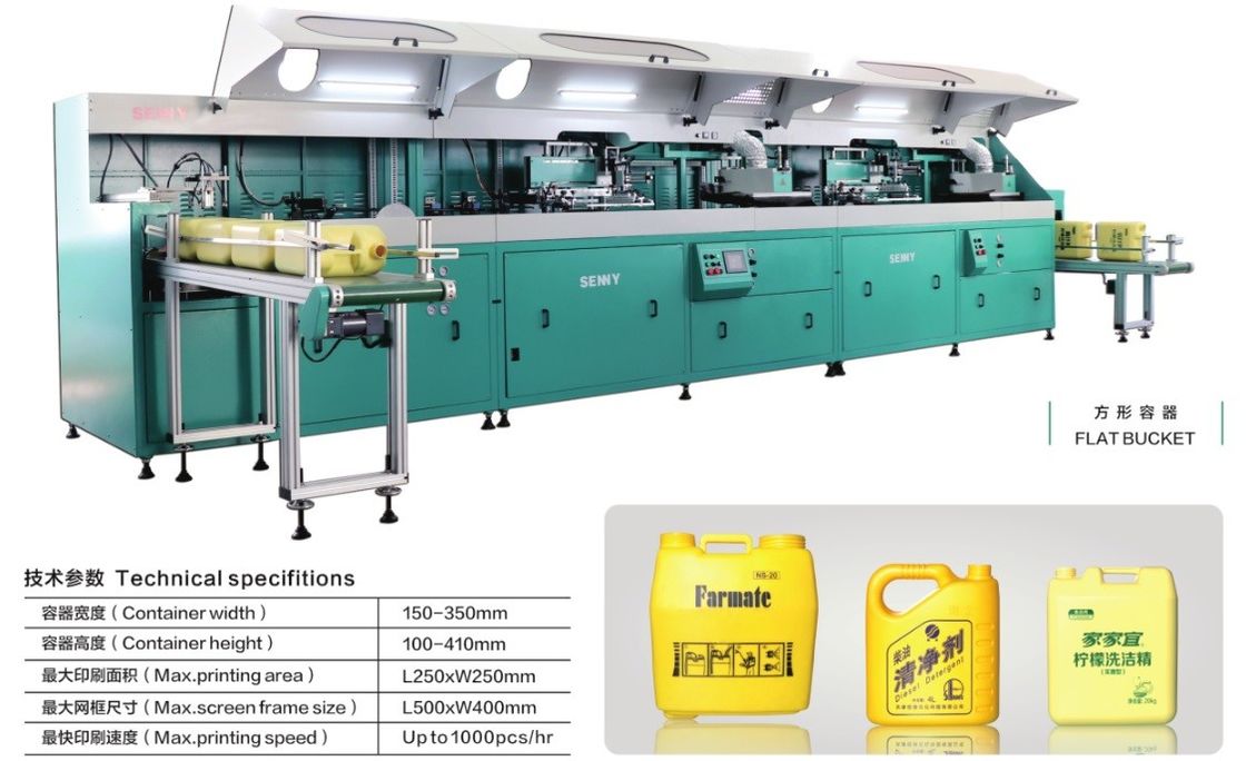 12 Machine van de het Schermdruk van de kleuren1000pcs/hr Emmer 250x250mm